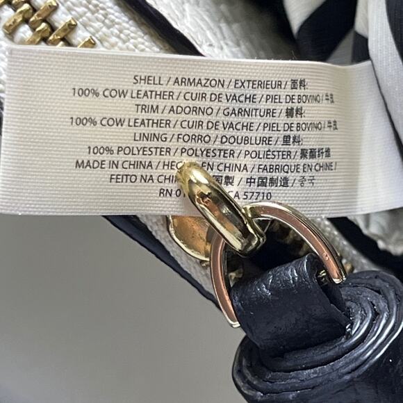 Kate Spade Lydia Southport Colorblock Pebbled Leather Satchel Tote Cream Black - Picture 6 of 16